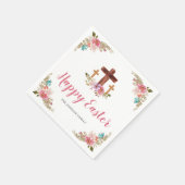フローラ水彩宗教クロスハッピーイースター スタンダードカクテルナプキン (角)