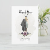 フローラ水彩少女カスタムの写真卒業 サンキューカード (スタンド正面)