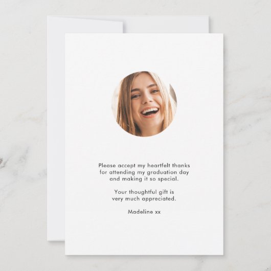 フローラ水彩少女カスタムの写真卒業 サンキューカード (裏面)