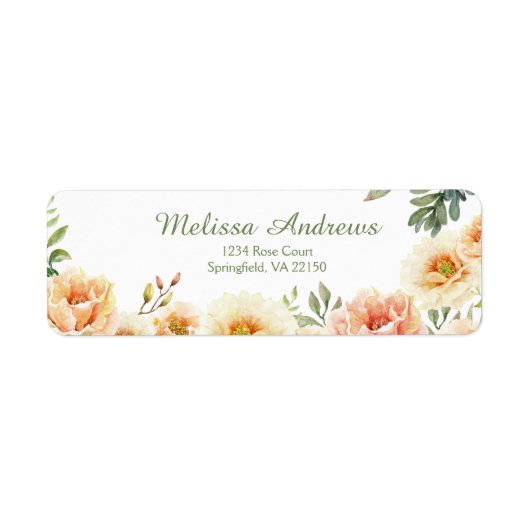 フローラ水彩差出人住所ラベル ラベル (正面)