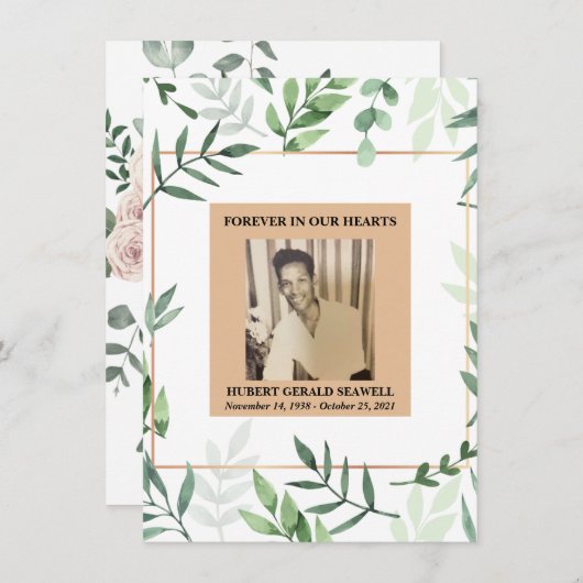 フローラ水彩悔やみや弔慰サンキューカード 招待状 (正面/裏面)