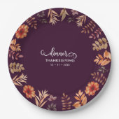 フローラ水彩感謝祭ディナー ペーパープレート (正面)