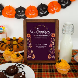 フローラ水彩感謝祭ディナー ポスター