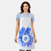 フローラ水彩手描き抽象芸術アートエプロン エプロン (着用した状態)
