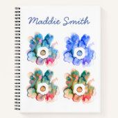 フローラ水彩手描き抽象芸術アートノート ノートブック (正面)