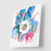 フローラ水彩手描き抽象芸術アート スクエア壁時計 (傾斜)