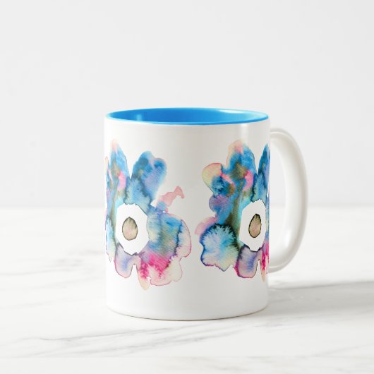 フローラ水彩手描き抽象芸術アート ツートーンマグカップ (正面右)