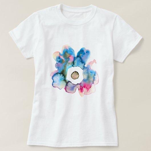 フローラ水彩手描き抽象芸術アート Tシャツ (デザイン正面)