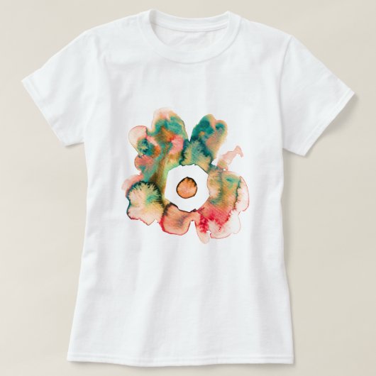 フローラ水彩手描き抽象芸術アートTシャツ Tシャツ (デザイン正面)