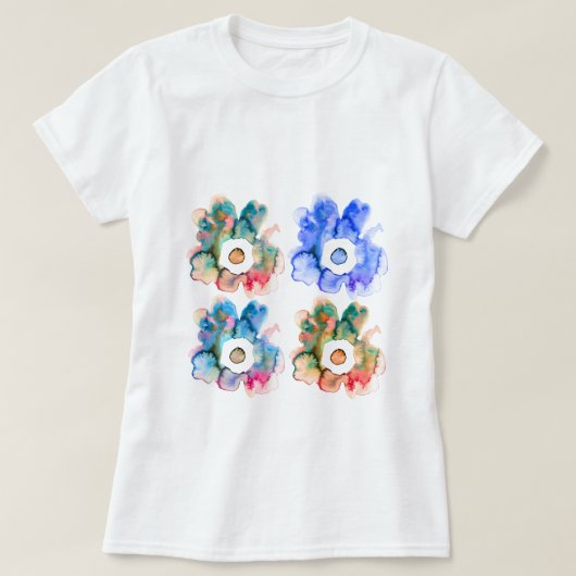 フローラ水彩手描き抽象芸術アートTシャツ Tシャツ (デザイン正面)