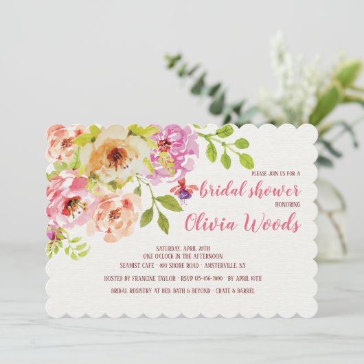 フローラ水彩招待状#1 招待状 (スタンド正面)