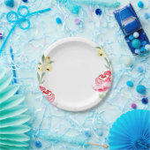 フローラ水彩春の結婚式プレート ペーパープレート (パーティー)