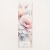 フローラ水彩桃色サンゴスタイリッシュ名モノグラム ヨガマット (正面)