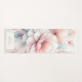 フローラ水彩桃色サンゴスタイリッシュ名モノグラム ヨガマット (正面(横))