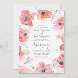 フローラ水彩植物ビンテージウェディング 招待状