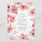フローラ水彩植物ビンテージウェディング 招待状 (正面/裏面)