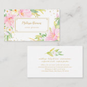 フローラ水彩植物性ピンクイベントプランナー 名刺 (正面/裏面)