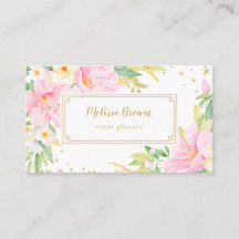 フローラ水彩植物性ピンクイベントプランナー