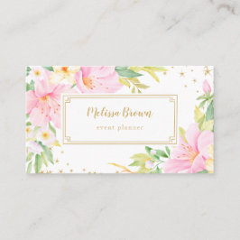 フローラ水彩植物性ピンクイベントプランナー 名刺