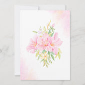 フローラ水彩植物性赤面ピンクベビーシャワー 招待状 (裏面)