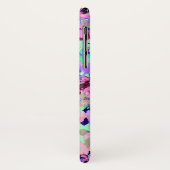 フローラ水彩模様パープルピンクの花ティール(緑がかった色) Case-Mate iPhoneケース (裏面/左)