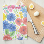 フローラ水彩模様 キッチンタオル (四つ折り)
