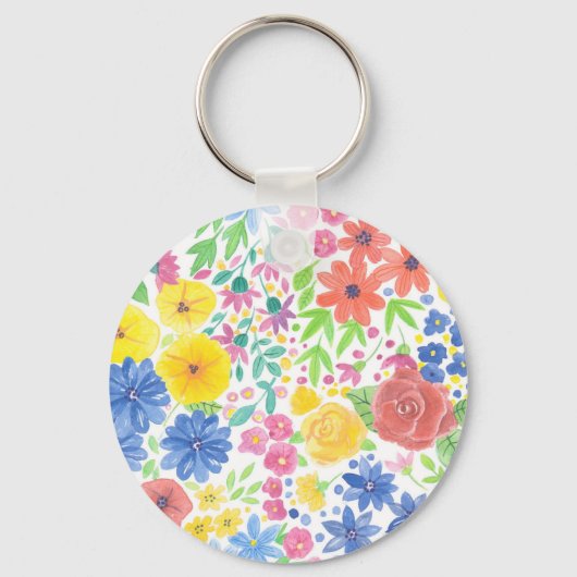 フローラ水彩模様 キーホルダー (正面)