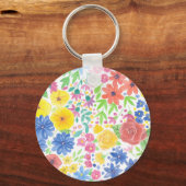 フローラ水彩模様 キーホルダー (正面)