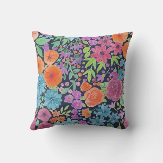 フローラ水彩模様 クッション (裏面)