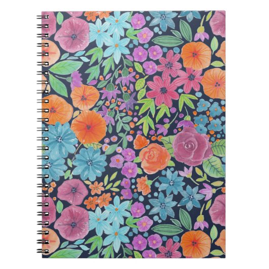 フローラ水彩模様 ノートブック (正面)