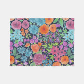 フローラ水彩模様 フリースブランケット (正面(横))