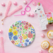 フローラ水彩模様 ペーパープレート (パーティー)