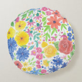 フローラ水彩模様 ラウンドクッション (裏面)