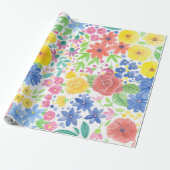 フローラ水彩模様 ラッピングペーパー (アンロールド)