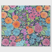 フローラ水彩模様 ラッピングペーパー (フラット)
