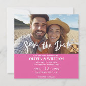 フローラ水彩熱帯ビーチ保存日 招待状 (正面)