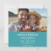 フローラ水彩熱帯ビーチ保存日 招待状 (正面)