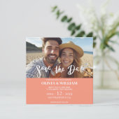 フローラ水彩熱帯ビーチ保存日 招待状 (スタンド正面)