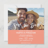 フローラ水彩熱帯ビーチ保存日 招待状 (正面)