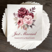 フローラ水彩牡丹たった今結婚しました結婚ズ スタンダードランチョンナプキン