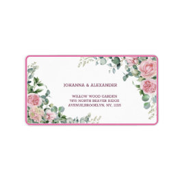 フローラ水彩牡丹結婚差出人住所 ラベル