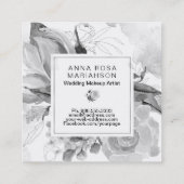 *~*フローラ水彩白黒グレーブーケ スクエア名刺 (裏面)