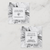 *~*フローラ水彩白黒グレーブーケ スクエア名刺 (正面/裏面)