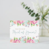 フローラ水彩私のメイド・オブ・オーナー(花嫁付き添い人)? インビテーションポストカード (スタンド正面)