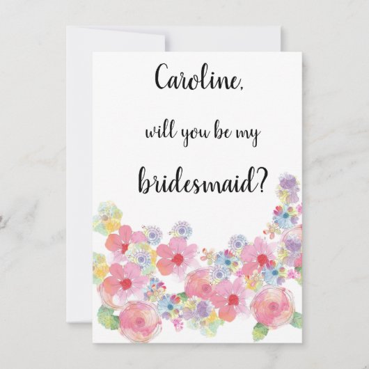 フローラ水彩私の花嫁デザイン 招待状 (正面)