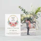 フローラ水彩秋日付の写真カードを保存 セーブザデート (スタンド正面)