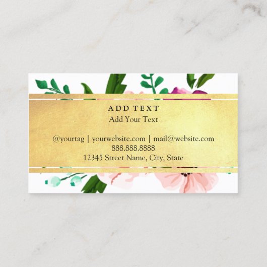 フローラ水彩箔 名刺 (裏面)