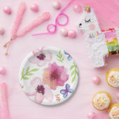 フローラ水彩紙プレート ペーパープレート (パーティー)