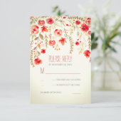 フローラ水彩素朴結婚式RSVPカード 出欠カード (スタンド正面)