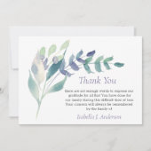 フローラ水彩素朴薄紫葬儀悔やみや弔慰 サンキューカード (正面)